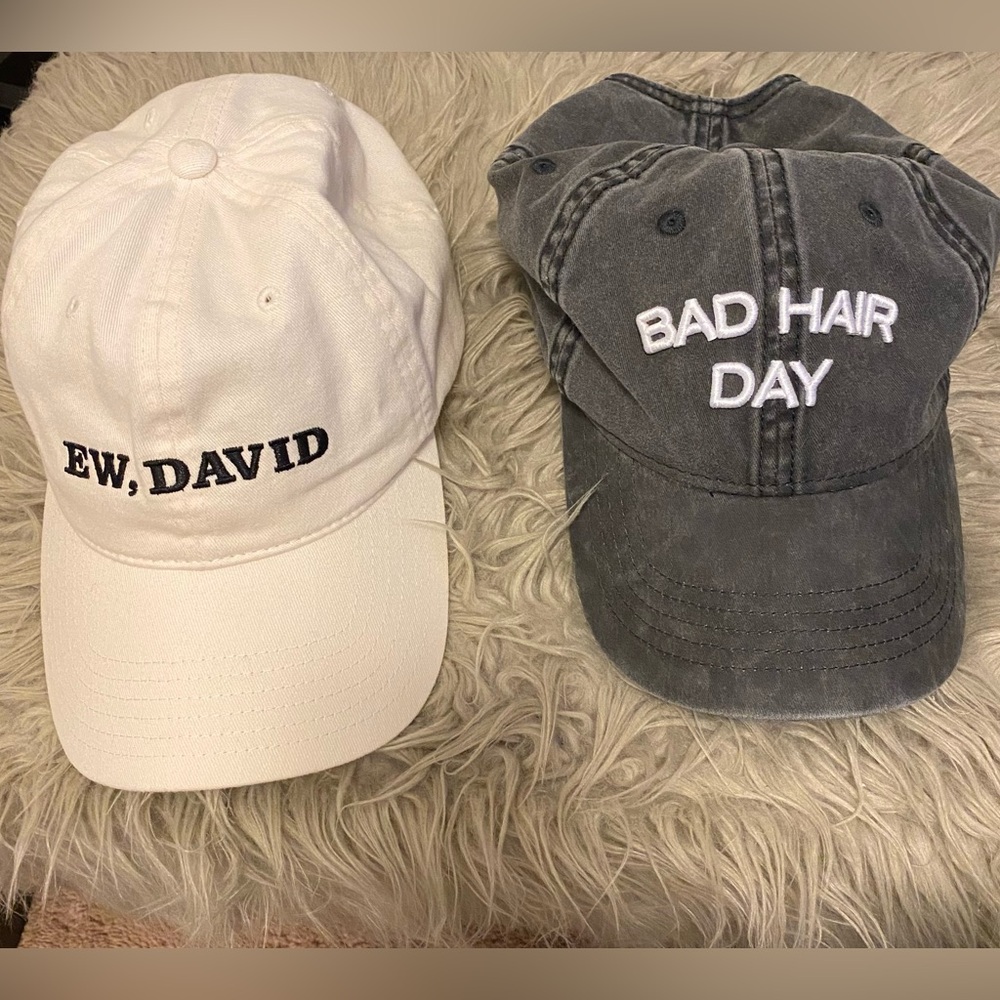Cream and Gray Embroidered Caps